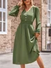 Femmes Plain Bleu Col Rond Confortable Robe Mi-Longue Décontracté