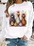 Sweat-shirts Femmes Décontracté Imprimé d'Animal Printemps / Automne Coton Poids lourd Ample Manches Longues Col Rond Droit