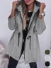 Micro-élasticité Sweat-shirt à Capuche Manches Longues Régulier Plain Blouson Zip pour Femmes