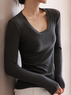 T-shirts Décontracté Plain Printemps / Automne à Haute Élasticité Quotidien Manches Longues Col Rond Droit Régulier pour Femmes