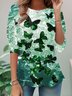 T-shirts Décontracté Printemps / Automne Papillon Quotidien Ample Jersey Manches Longues Col Rond Régulier pour Femmes