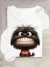 T-shirts Décontracté Printemps / Automne Chien Ample Manches Longues en Mélangé de Coton Régulier Régulier Oui pour Femmes