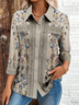 Chemises Femmes Décontracté Floral Printemps / Automne Polyester Aucune élasticité Ample Manches trois quarts Régulier Régulier