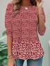 T-shirts Femmes Décontracté Floral Printemps / Automne Aucune élasticité Ample Manches Longues Régulier Régulier Non