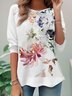 T-shirts Femmes Décontracté Floral Printemps / Automne Aucune élasticité Quotidien Ample Manches Longues Col Rond Droit