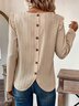 Chemisiers1 Décontracté Plain Printemps / Automne Polyester Aucune élasticité Manches Longues Col Rond Droit Boucle pour Femmes