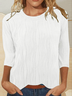 T-shirts Femmes Décontracté Plain Printemps / Automne Jacquard Jacquard Quotidien Col Rond Droit Régulier