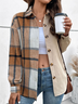 Sweat-shirts Décontracté Printemps / Automne Plaid Polyester Ample Manches Longues Régulier Droit Régulier pour Femmes