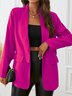 Micro-élasticité Col Châle Manches Longues Régulier Plain Blouson Zip pour Femmes