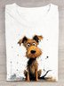 T-shirts Femmes Décontracté Été Chien Coton Quotidien Manches Courtes Col Rond Régulier Élasticité moyenne