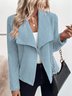 Micro-élasticité Manches Longues Régulier Plain Blouson Zip pour Femmes