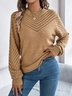 Pulls Décontracté Plain Printemps / Automne Micro-élasticité Ample Manches Longues Fil/fil de laine Droit Régulier pour Femmes