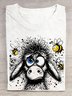 T-shirts Femmes Décontracté Imprimé d'Animal Été Ample Manches Courtes Droit Régulier Élasticité moyenne Oui