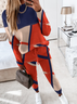 Deux Pièces Ensembles Géométrique Décontracté Printemps / Automne Quotidien Ample Manches Longues Col Rond Top Avec Pantalons Droit pour Femmes