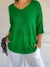 Pulls Décontracté Plain Printemps / Automne Quotidien Manches trois quarts Régulier Droit Régulier Élasticité moyenne pour Femmes