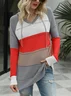 Pulls Décontracté Bloc de Couleur Printemps / Automne Micro-élasticité Manches Longues Fil/fil de laine Régulier Droit Régulier pour Femmes