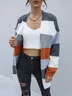 Cardigans Décontracté Bloc de Couleur Hiver Quotidien Ample Manches Longues Laine/Tricot Épaissi Droit pour Femmes