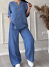 Deux Pièces Ensembles Femmes Décontracté Plain Printemps / Automne Naturel Micro-élasticité Quotidien Ample Manches Longues Top Avec Pantalons