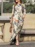 Femmes Géométrique Rose Col Montant Confortable Robe Maxi Décontracté