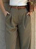 Pantalons Femmes Plain Printemps / Automne Urbain Polyester Froncé Naturel Ample Droit Régulier