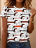 T-shirts Décontracté Été Chien Micro-élasticité Quotidien Ample Jersey Droit Régulier pour Femmes