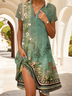 Femmes Rayé Brun Col de Chemise Confortable Mini Robe Décontracté
