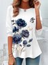 T-shirts Décontracté Floral Printemps / Automne Imprimé Aucune élasticité Ample Régulier Régulier Non pour Femmes
