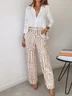 Deux Pièces Ensembles Décontracté Abstrait Printemps / Automne Polyester Micro-élasticité Ample Top Avec Pantalons Droit Régulier pour Femmes