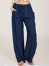 Pantalons Décontracté Plain Printemps / Automne Naturel Aucune élasticité Ample Pantalon droit Long Régulier pour Femmes
