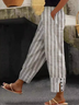 Pantalons Femmes Rayé Décontracté Printemps / Automne Polyester Naturel Ample Long Droit Régulier