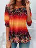T-shirts Femmes Décontracté Printemps / Automne Floral Motif Imprimé Quotidien Manches Longues Col Rond Droit Non