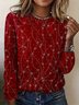 T-shirts Femmes Décontracté Floral Printemps / Automne Imprimé Micro-élasticité Quotidien Manches Longues Col Rond Régulier