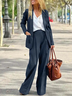 Deux Pièces Ensembles Femmes Décontracté Plain Printemps / Automne Polyester Naturel Micro-élasticité Manches Longues Droit Régulier