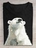 T-shirts Décontracté Imprimé d'Animal Été Coton Quotidien Ample Manches Courtes Régulier Élasticité moyenne pour Femmes