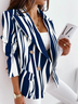Micro-élasticité à Col Revers Manches Longues Régulier Floral Blazer pour Femmes