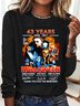 T-shirts Femmes Décontracté Printemps / Automne Imprimé de Lettre Motif Micro-élasticité Quotidien Coupe Régulière Manches Longues Droit Régulier