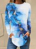 T-shirts Femmes Décontracté Abstrait Printemps / Automne Imprimé Micro-élasticité Quotidien Col Rond Régulier Régulier