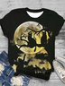 T-shirts Décontracté Été Lune Micro-élasticité Ample Manches Courtes Régulier Droit Régulier pour Femmes