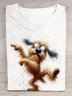 T-shirts Femmes Décontracté Été Chien Coton Quotidien Manches Courtes Régulier Élasticité moyenne Oui