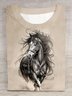 T-shirts Femmes Décontracté Été cheval Jersey Manches Courtes Col Rond Régulier Droit Régulier