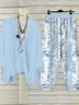 Deux Pièces Ensembles Décontracté Floral Printemps / Automne Polyester Col V Quotidien Manches trois quarts Droit Régulier pour Femmes