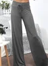 Pantalons Décontracté Plain Printemps / Automne Ample Jersey Pantalons à Jambe Large Long Droit Régulier pour Femmes