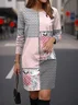 Femmes Géométrique Rouge Col Rond Confortable Mini Robe Décontracté