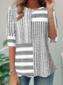 T-shirts Femmes Rayé Décontracté Printemps / Automne Ample Jersey Manches Longues Col Rond Droit Régulier