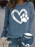 Sweat-shirts Décontracté Printemps / Automne Coeur/cordé Polyester Naturel Ample Manches Longues Régulier Droit pour Femmes