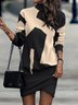 Femmes Contrasté Couture Couleur 1 Faux Col Confortable Robe Mi-Longue Décontracté