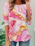 T-shirts Décontracté Abstrait Printemps / Automne Aucune élasticité Quotidien Manches Longues Régulier Droit Non pour Femmes