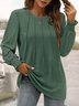 T-shirts Décontracté Plain Printemps / Automne Quotidien Ample Manches Longues Régulier Régulier Élasticité moyenne pour Femmes