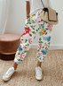 Pantalons Décontracté Floral Printemps / Automne Polyester Naturel Quotidien Pantalon droit Droit Régulier pour Femmes