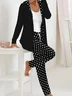 Deux Pièces Ensembles Pois Polka Décontracté Printemps / Automne Sweat-shirt à Capuche Naturel Ample Manches Longues Droit T.-N.-L. pour Femmes
